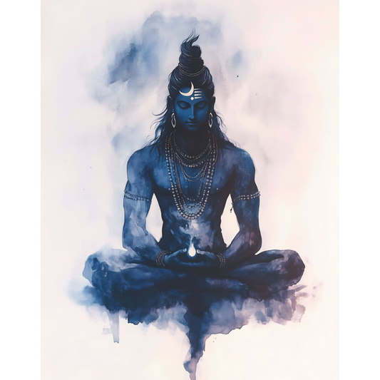 Lord Shiva Mahadev Poster – Trishul, Damru & Meditation Wall Art | Spiritual Hindu Print – Mahadev 22