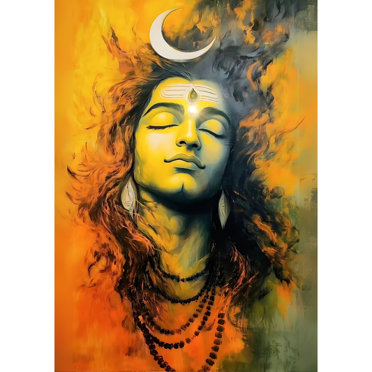 Lord Shiva Mahadev Poster – Trishul, Damru & Meditation Wall Art | Spiritual Hindu Print – Mahadev 20