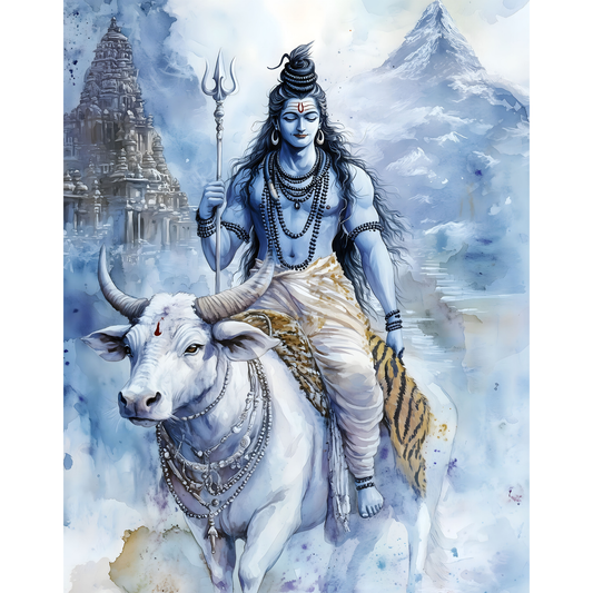 Lord Shiva Mahadev Poster – Trishul, Damru & Meditation Wall Art | Spiritual Hindu Print – Mahadev 18