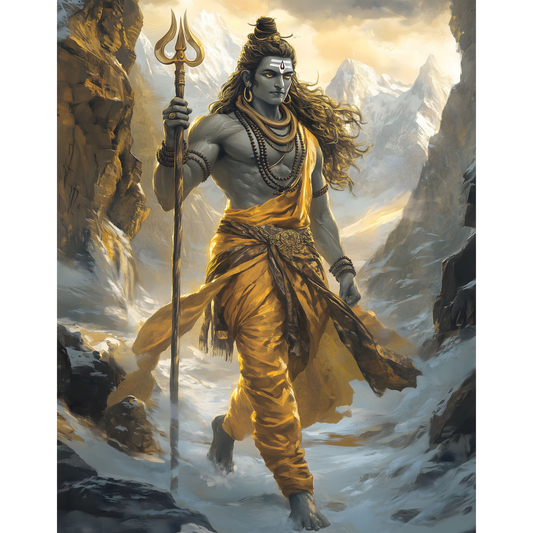 Lord Shiva Mahadev Poster – Trishul, Damru & Meditation Wall Art | Spiritual Hindu Print – Mahadev 16