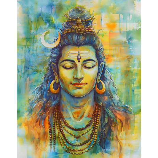 Lord Shiva Mahadev Poster – Trishul, Damru & Meditation Wall Art | Spiritual Hindu Print – Mahadev 13