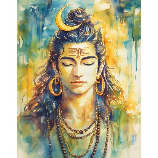 Lord Shiva Mahadev Poster – Trishul, Damru & Meditation Wall Art | Spiritual Hindu Print – Mahadev 12