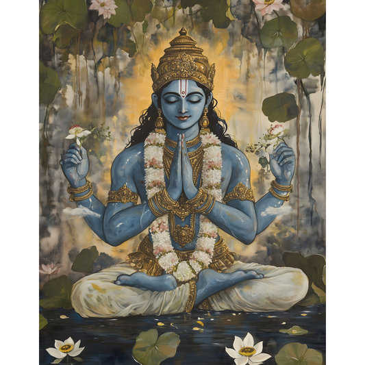 Lord Vishnu Poster – Hindu Spiritual Wall Art | Divine Vishnu Print for Home Décor – Vishnu 4