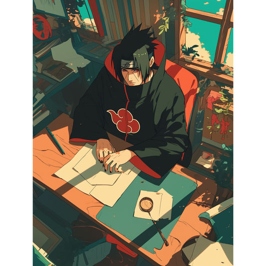 Itachi Uchiha Poster – Naruto Shippuden Wall Art | Akatsuki Anime Print – Strategist at the Desk