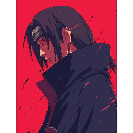 Itachi Uchiha Poster – Naruto Shippuden Wall Art | Akatsuki Anime Print – Itachi in Red Silence