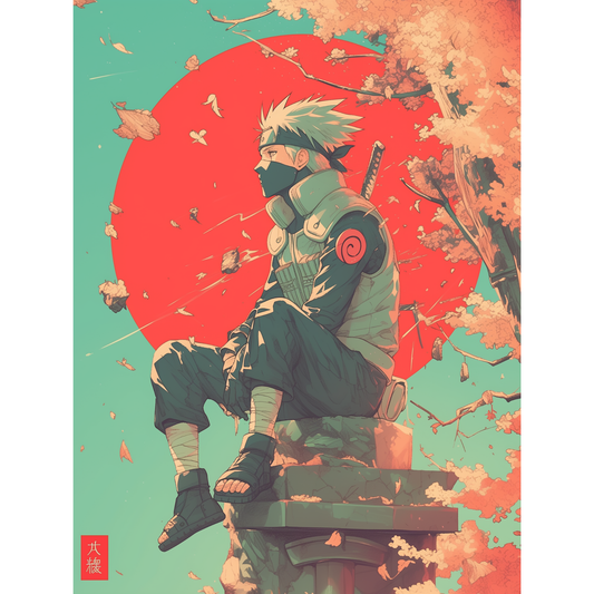 Kakashi Hatake Poster – Naruto Shippuden Wall Art | Sharingan Ninja Print – Kakashi Sunset Stance