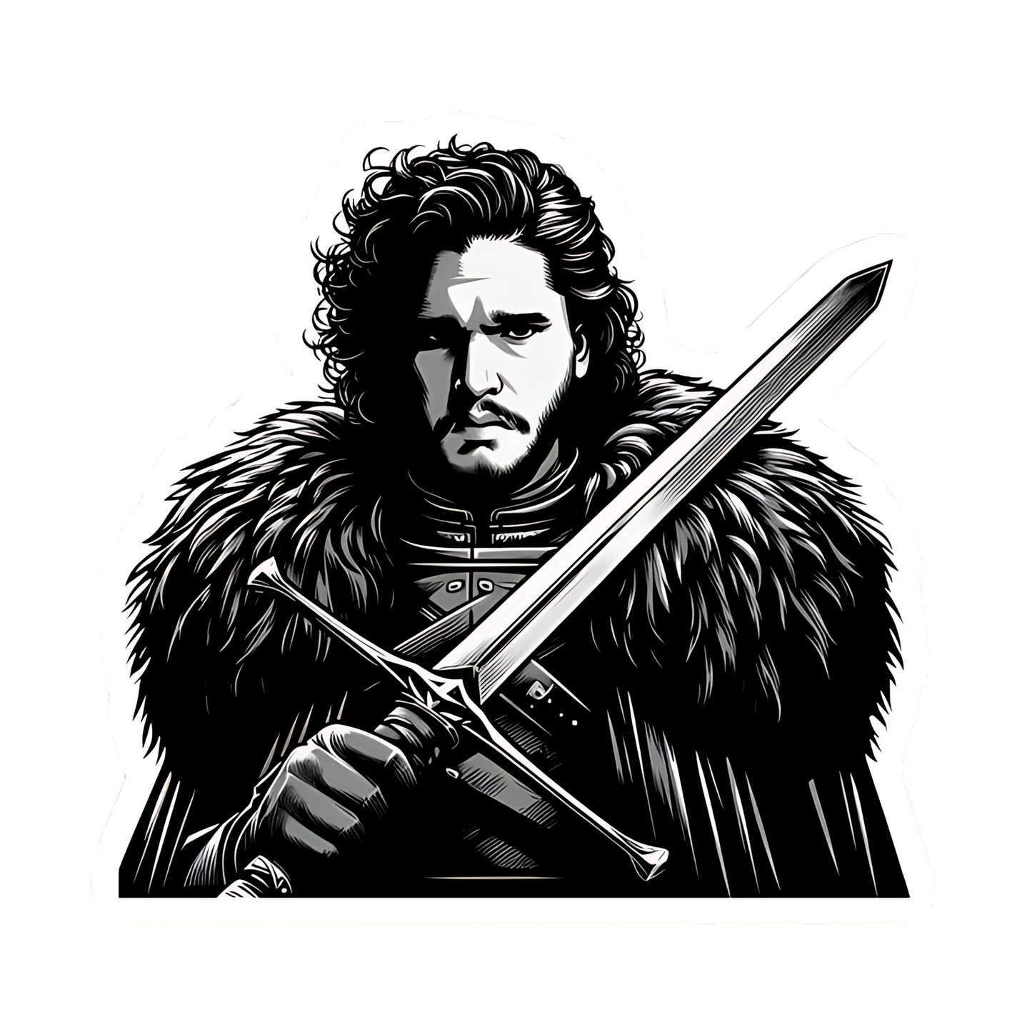 Game of Thrones Stickers - Man Holding Sword Black & White