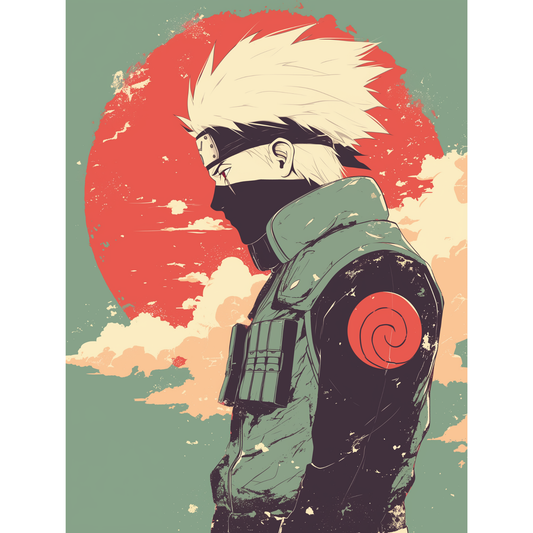 Kakashi Hatake Poster – Naruto Shippuden Wall Art | Sharingan Ninja Print – Rising Sun Kakashi