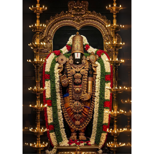 Lord Balaji Poster – Tirupati Venkateswara Wall Art | Hindu Spiritual Print