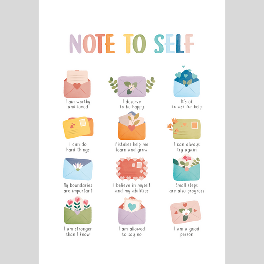 Mental Health Awareness Motivational Poster – Positive Mindset Wall Art – Note to self