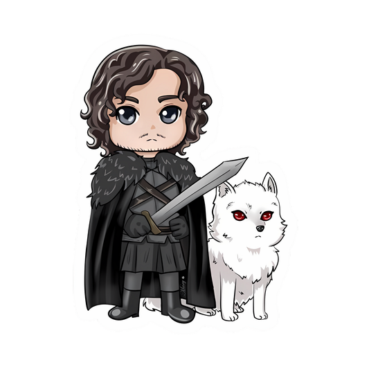 Game of Thrones Stickers - Jon Snow & Ghost - Chibi Style