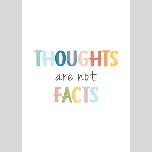 Mental Health Awareness Motivational Poster – Positive Mindset Wall Art – Thoughts are not facts