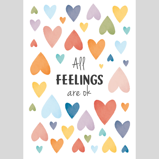 Mental Health Awareness Motivational Poster – Positive Mindset Wall Art – All feelings are ok
