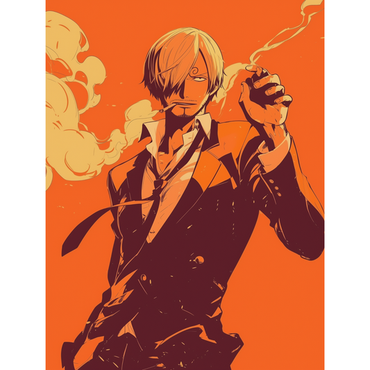 Sanji Poster – One Piece Wall Art | Black Leg Pirate Anime Print – Flame of Elegance