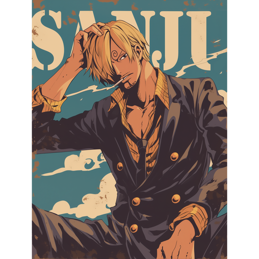 Sanji Poster – One Piece Wall Art | Black Leg Pirate Anime Print – Sanji Chill Mode