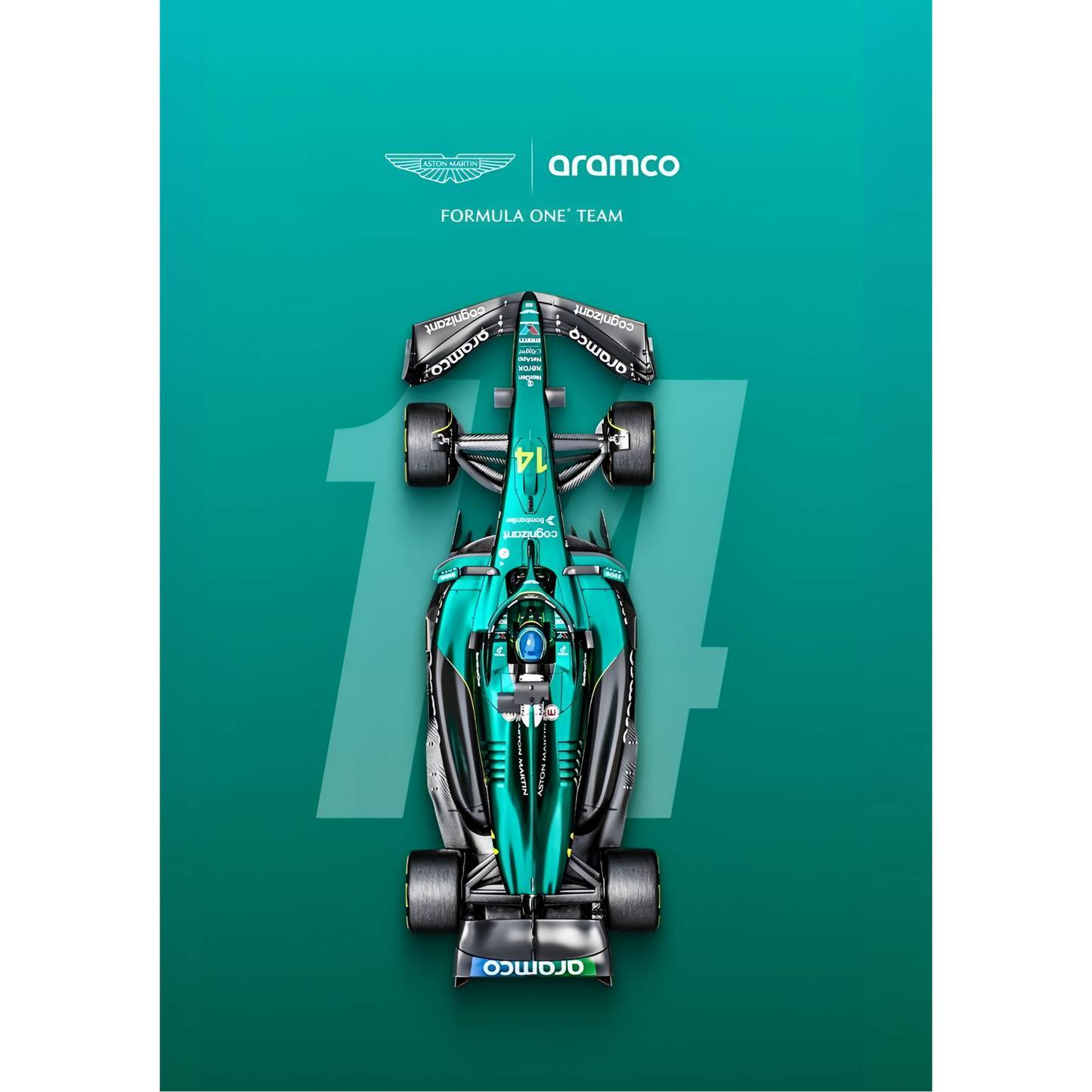 Formula 1 Car & Bike Racing Sticker ā Speed Sports Vinyl Decal ā Aston Martin Formula 1 Racing Poster (Teal Edition)