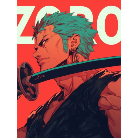 Roronoa Zoro Poster – One Piece Wall Art | Three-Sword Style Anime Print – Zoro in Scarlet Shadows