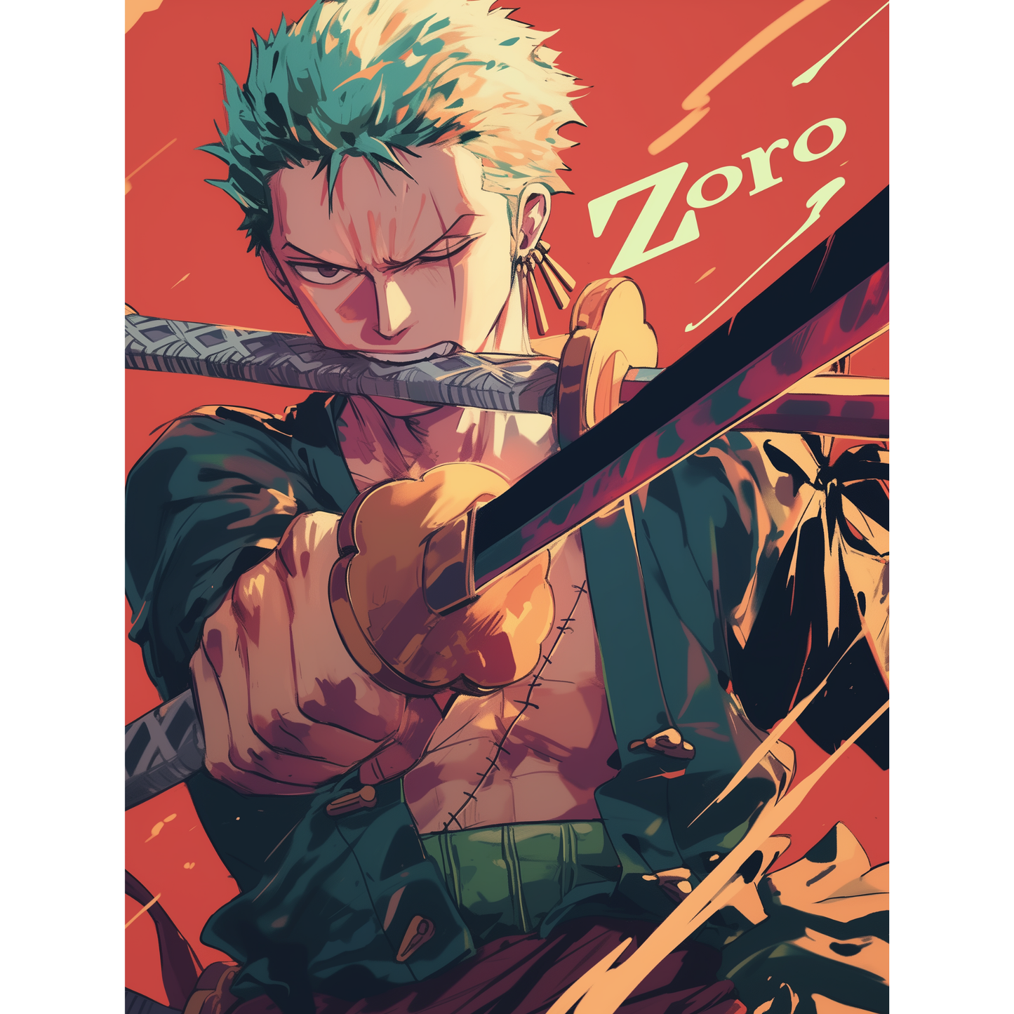 Roronoa Zoro Poster – One Piece Wall Art | Three-Sword Style Anime Print – Triple Blade Master