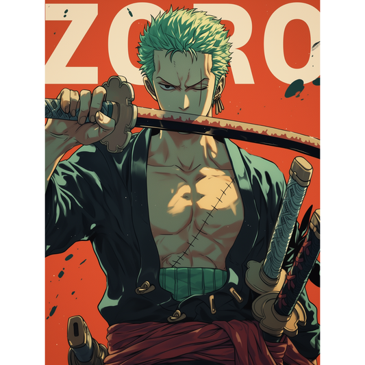 Roronoa Zoro Poster – One Piece Wall Art | Three-Sword Style Anime Print – Calm Before the Fight