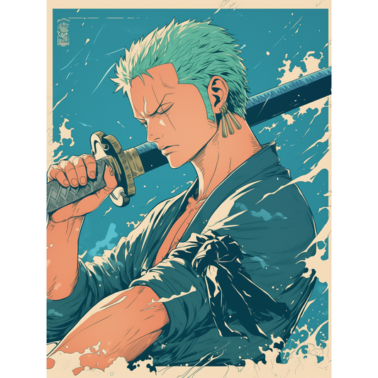 Roronoa Zoro Poster – One Piece Wall Art | Three-Sword Style Anime Print – Determined Duelist