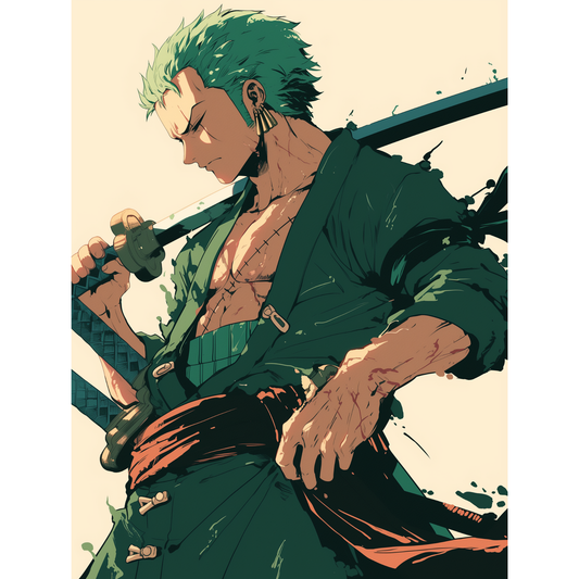 Roronoa Zoro Poster – One Piece Wall Art | Three-Sword Style Anime Print – Silent Swordsman Zoro