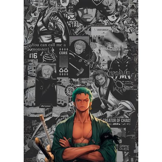 Roronoa Zoro Poster – One Piece Wall Art | Three-Sword Style Anime Print – Manga Panel Zoro