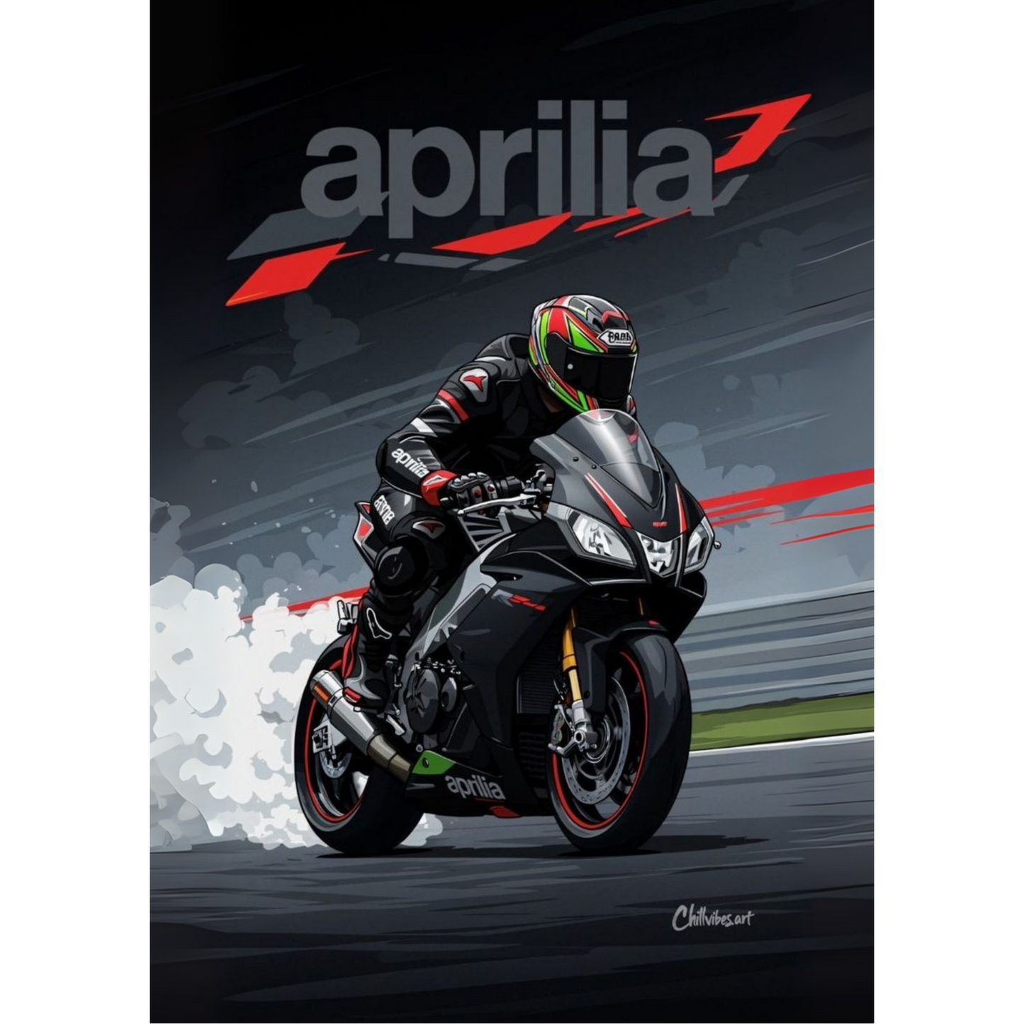 Formula 1 Car & Bike Racing Sticker ā Speed Sports Vinyl Decal ā Aprilia Superbikes Racing Poster (Dark Edition)