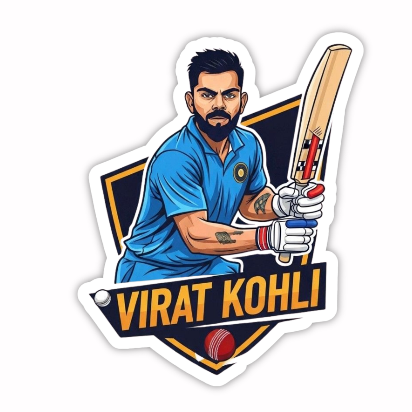 Cricket Stickers - Cartoon Virat Kohli Batting