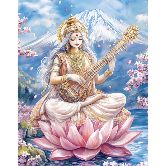 Saraswati Poster – Goddess of Wisdom & Knowledge Wall Art | Vedic Hindu Print – Sarasvati 11