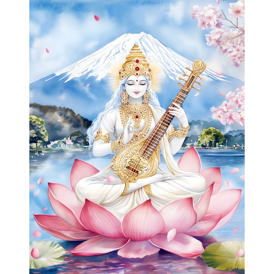 Saraswati Poster – Goddess of Wisdom & Knowledge Wall Art | Vedic Hindu Print – Sarasvati 10