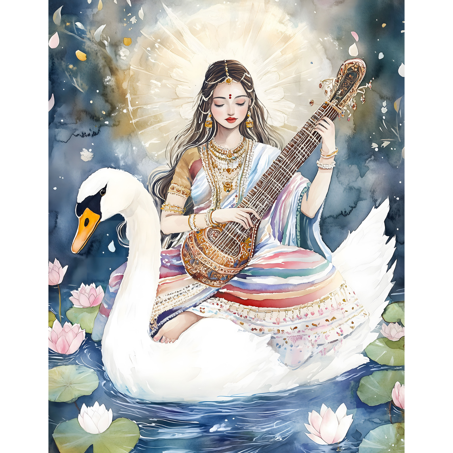 Saraswati Poster β Goddess of Wisdom & Knowledge Wall Art | Vedic Hindu Print β Sarasvati 7