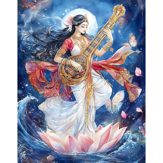 Saraswati Poster – Goddess of Wisdom & Knowledge Wall Art | Vedic Hindu Print – Sarasvati 6