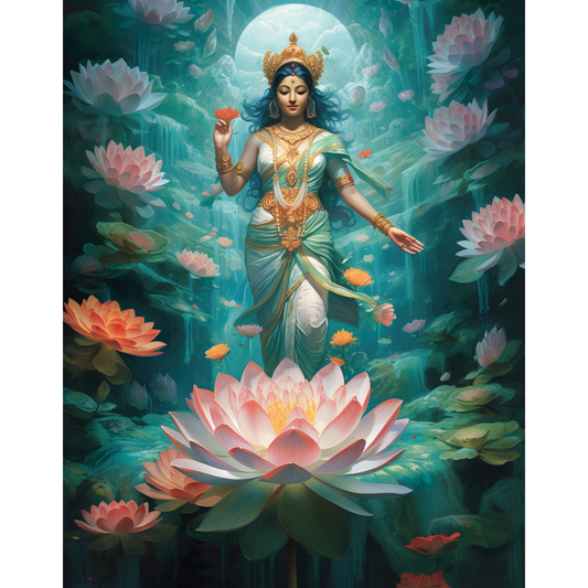 Saraswati Poster – Goddess of Wisdom & Knowledge Wall Art | Vedic Hindu Print – Sarasvati 2