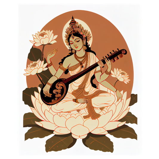Saraswati Poster – Goddess of Wisdom & Knowledge Wall Art | Vedic Hindu Print – Sarasvati 1