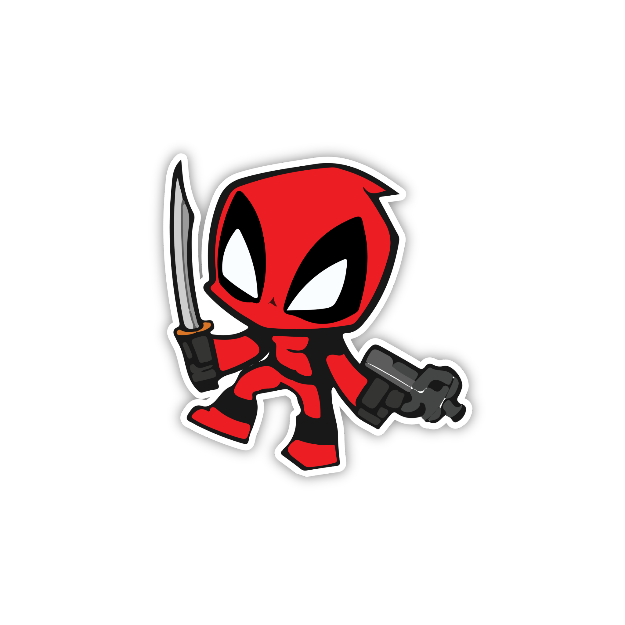 Deadpool Mini Warrior Cartoon Sticker