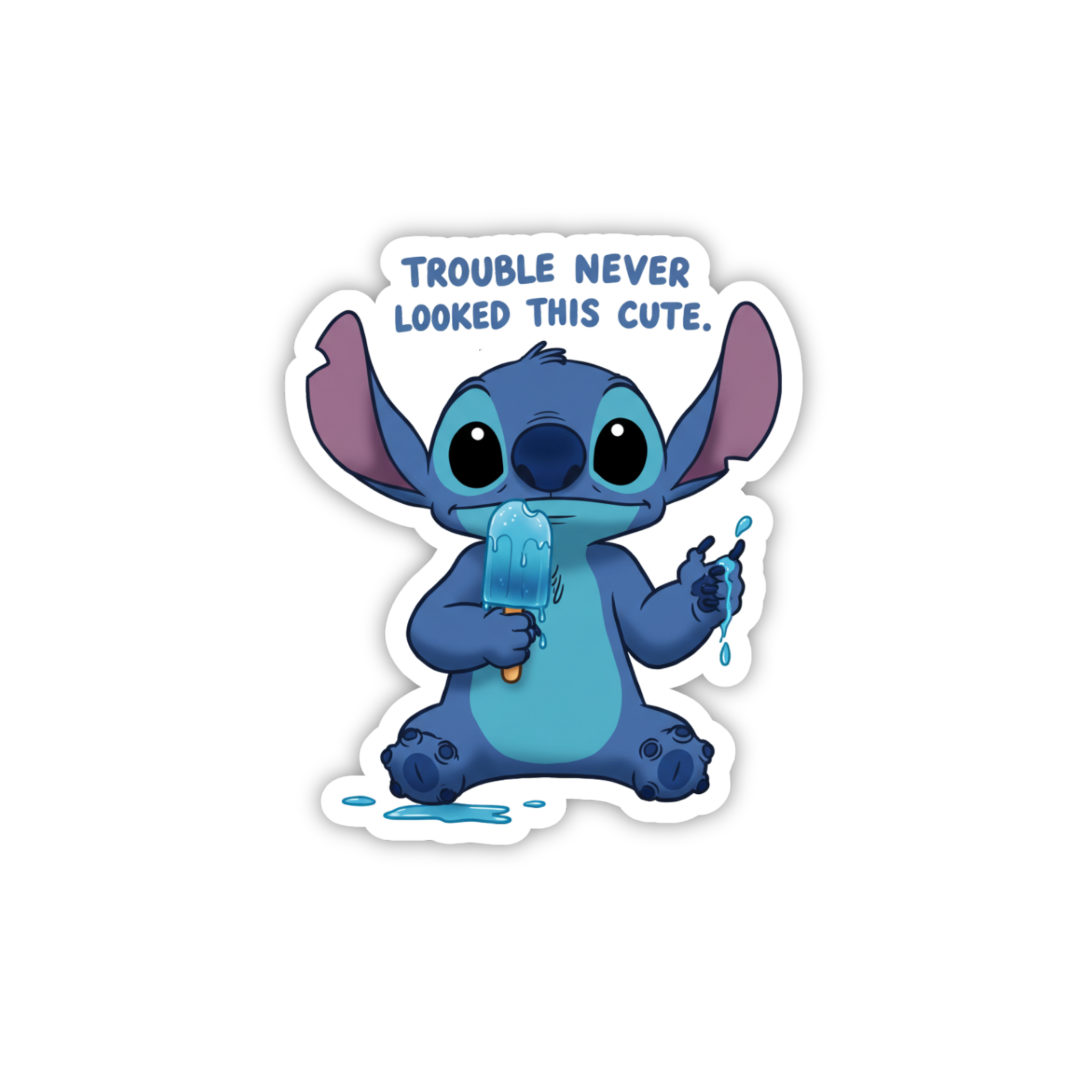 Trouble Never Looked So Cute Blue Alien Sticker