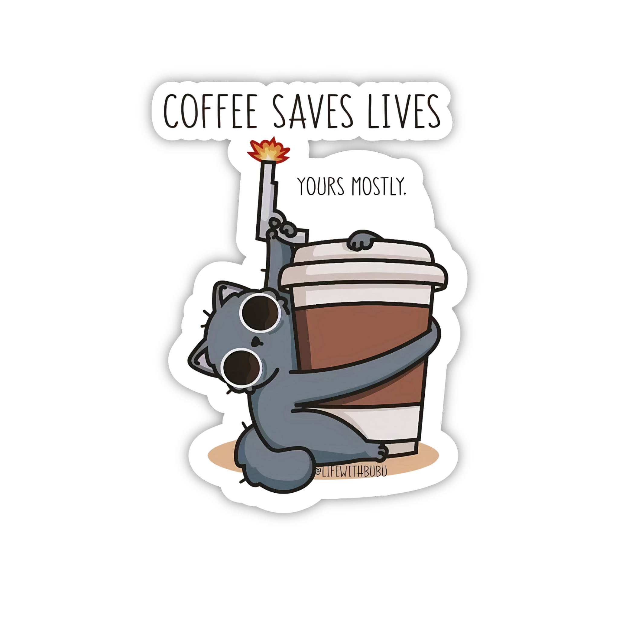 Coffee Saves Lives Cat Sticker