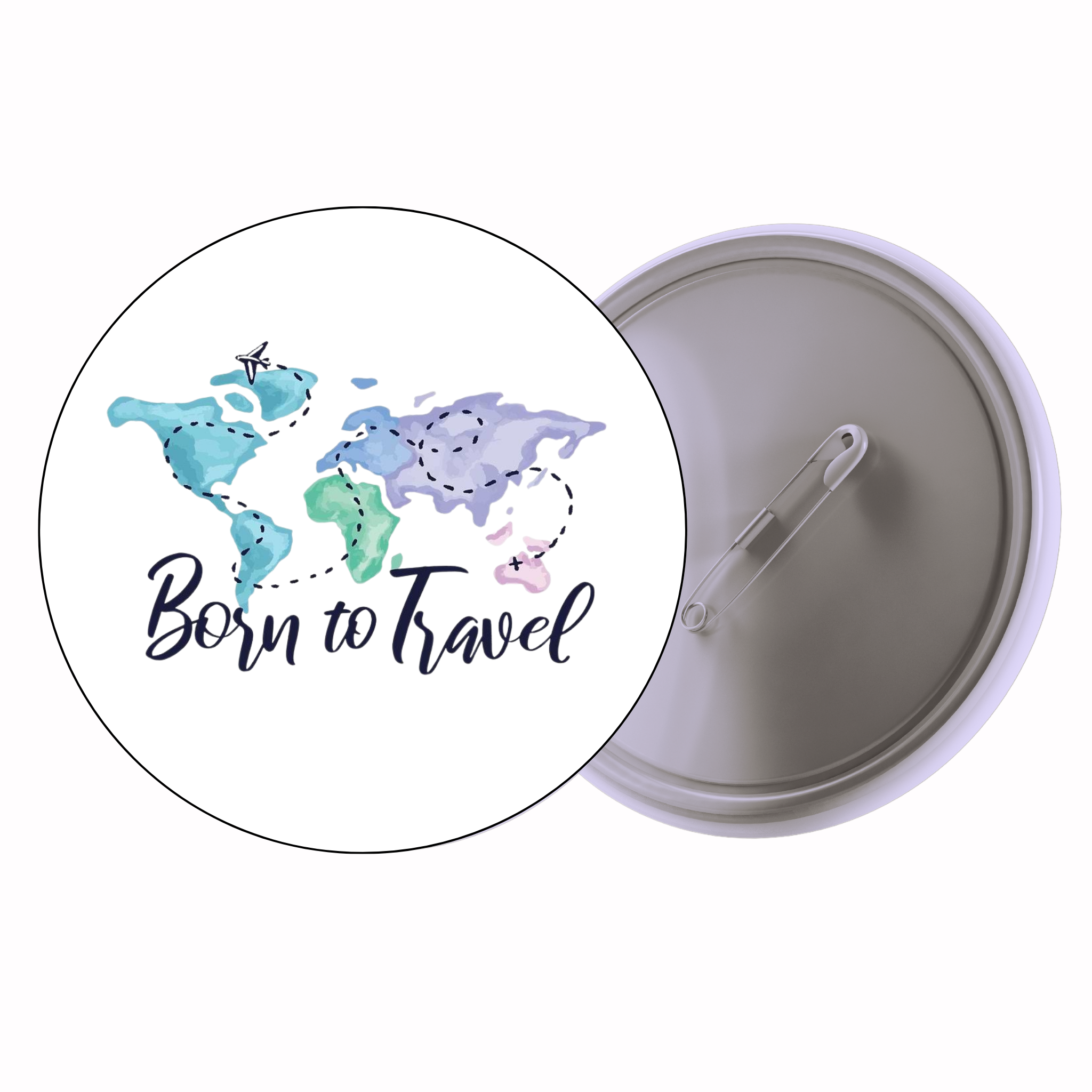 Born To Travel – Map Edition | Colorful Quote Badge