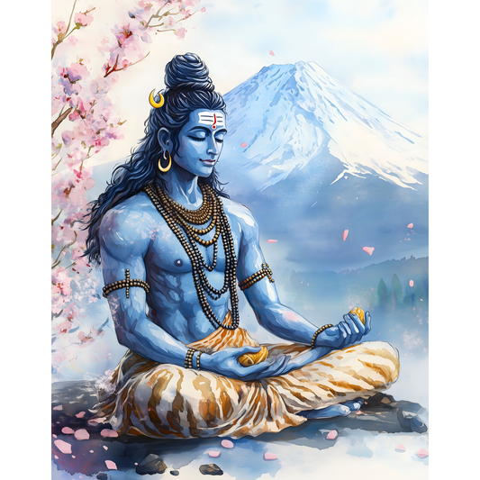 Lord Shiva Mahadev Poster – Trishul, Damru & Meditation Wall Art | Spiritual Hindu Print – Mahadev  7