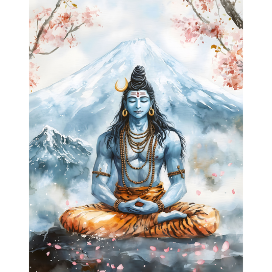Lord Shiva Mahadev Poster – Trishul, Damru & Meditation Wall Art | Spiritual Hindu Print – Mahadev  6