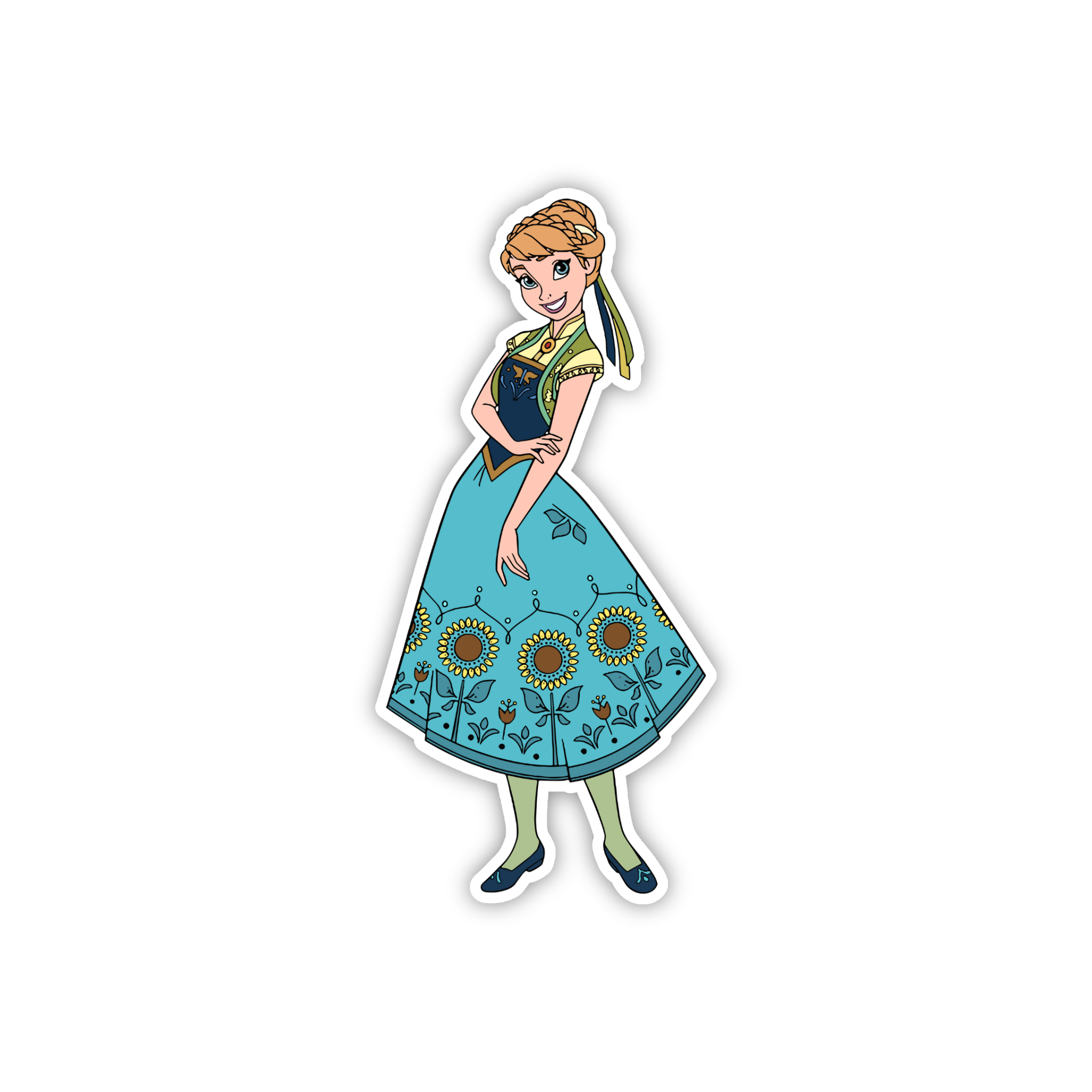 Anna Teal Dress Cute Sticker