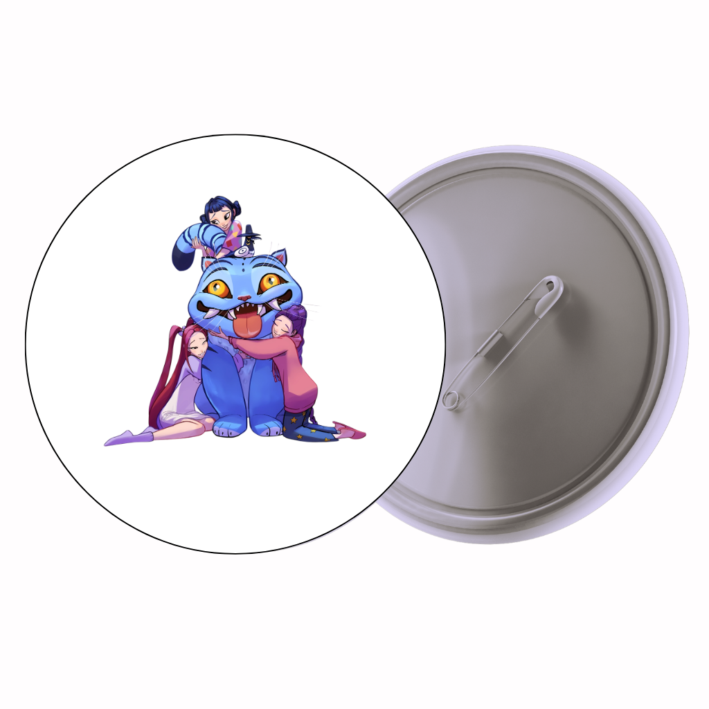 Blue Alien Hoodie Sit Cute Pin Badge | Cartoon Badge for Bags & Jackets (2 Sizes)