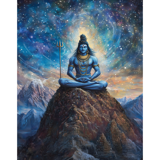 Lord Shiva Mahadev Poster – Trishul, Damru & Meditation Wall Art | Spiritual Hindu Print – Mahadev 2