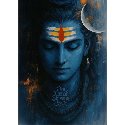 Lord Shiva Mahadev Poster – Trishul, Damru & Meditation Wall Art | Spiritual Hindu Print – Mahadev 1
