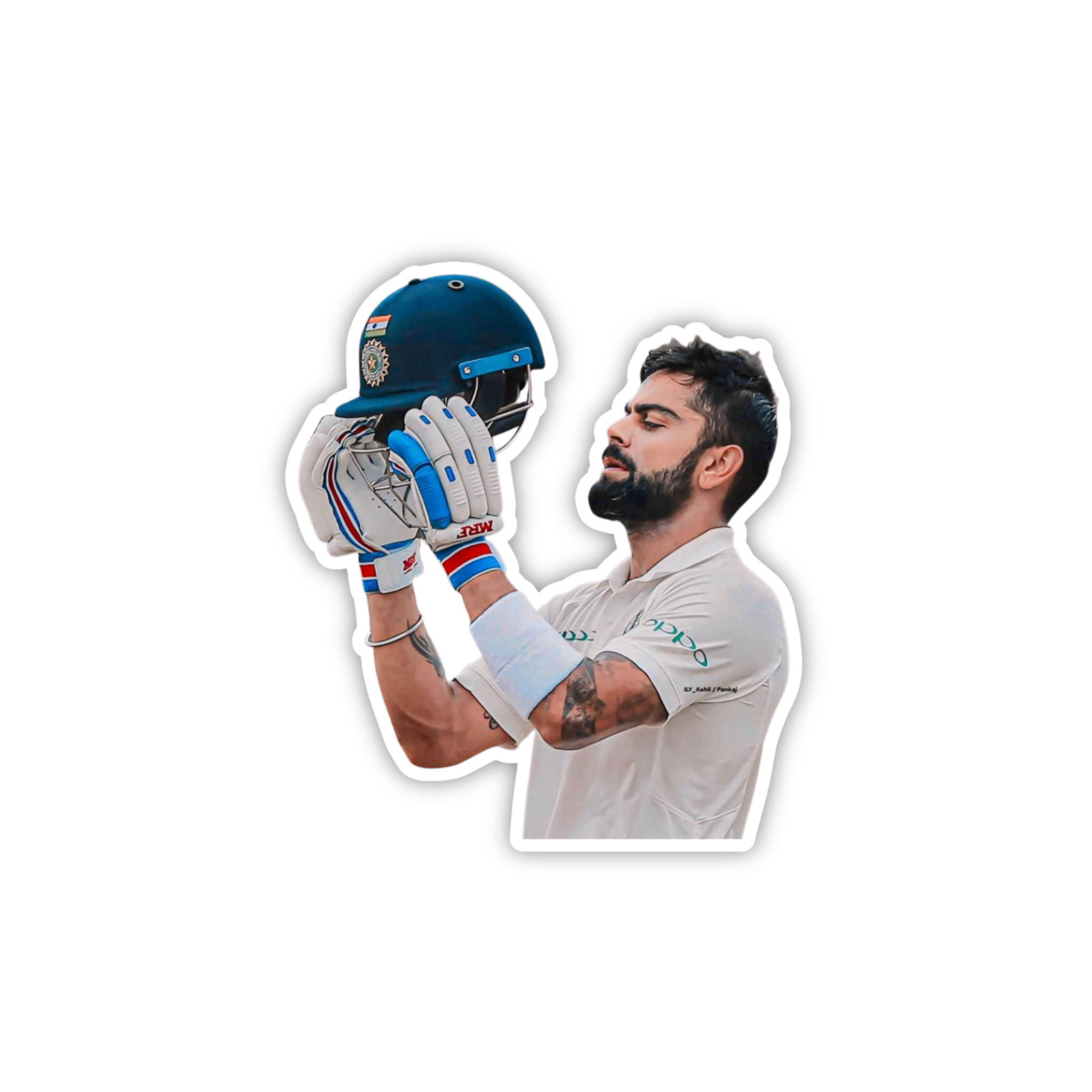 Kohli Helmet Kiss Celebration Sticker
