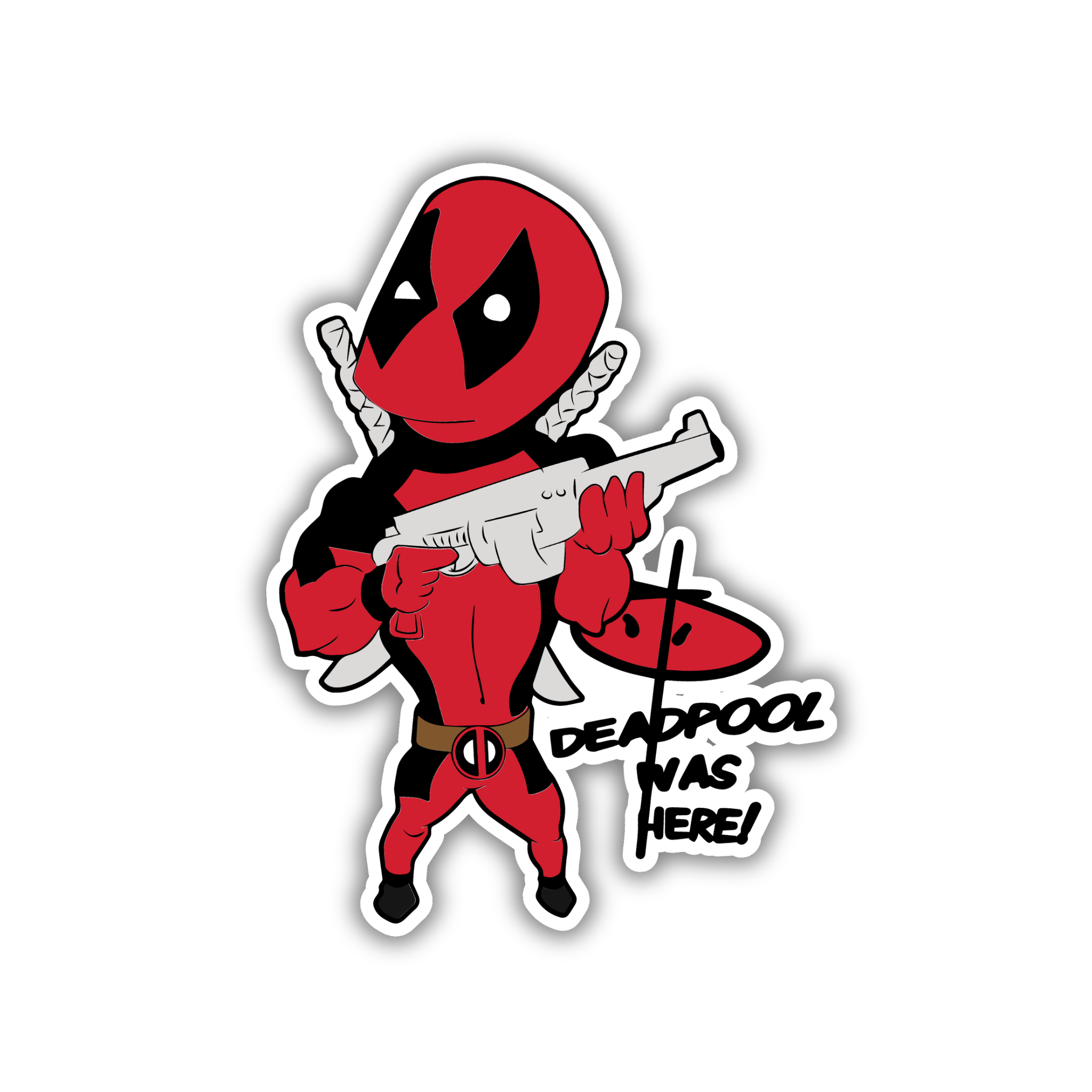 Deadpool Armed Action Comic Sticker