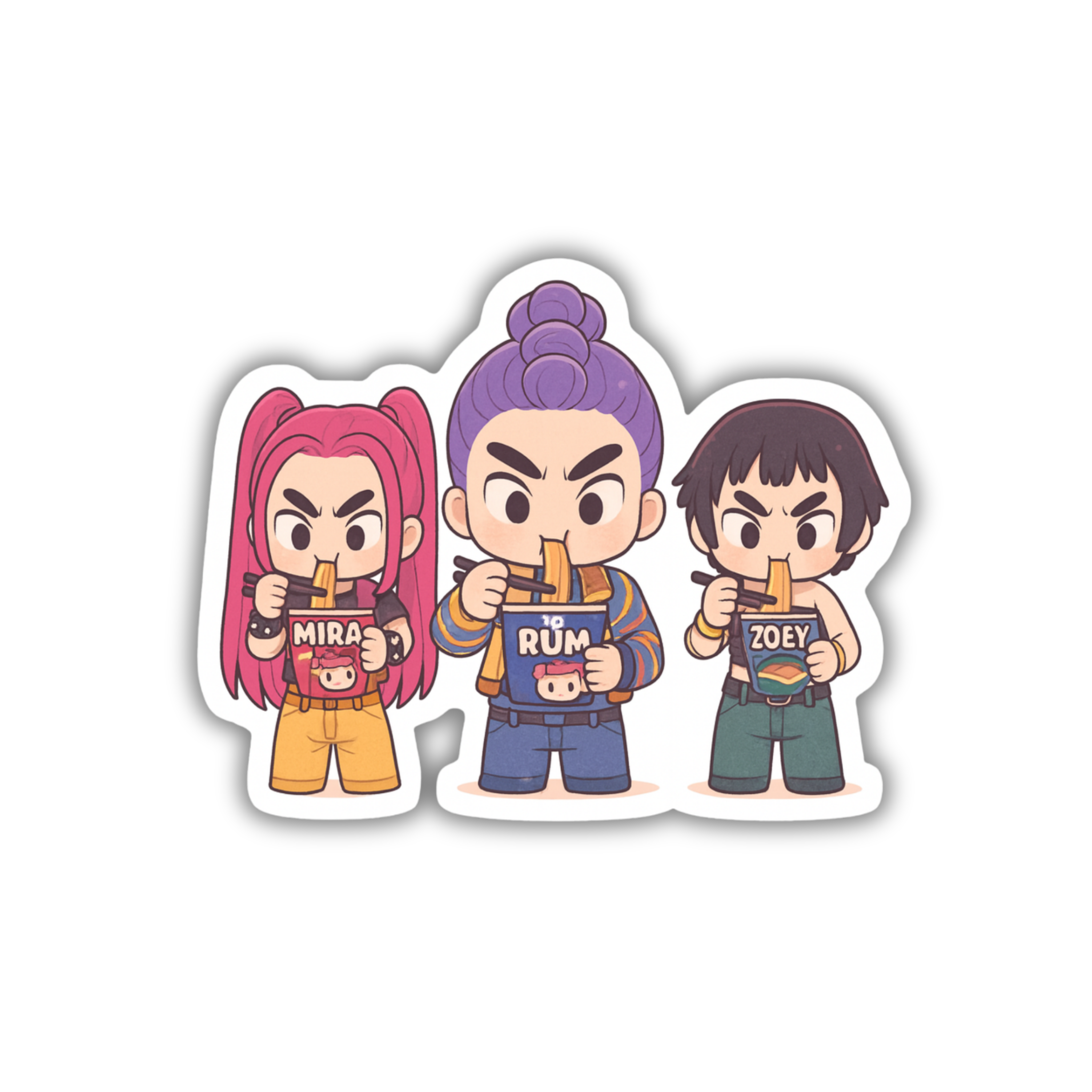 K-Pop Demon Hunters Trio Vinyl Sticker | K-Pop Aesthetic Fandom Laptop Decal | Snap Magicians