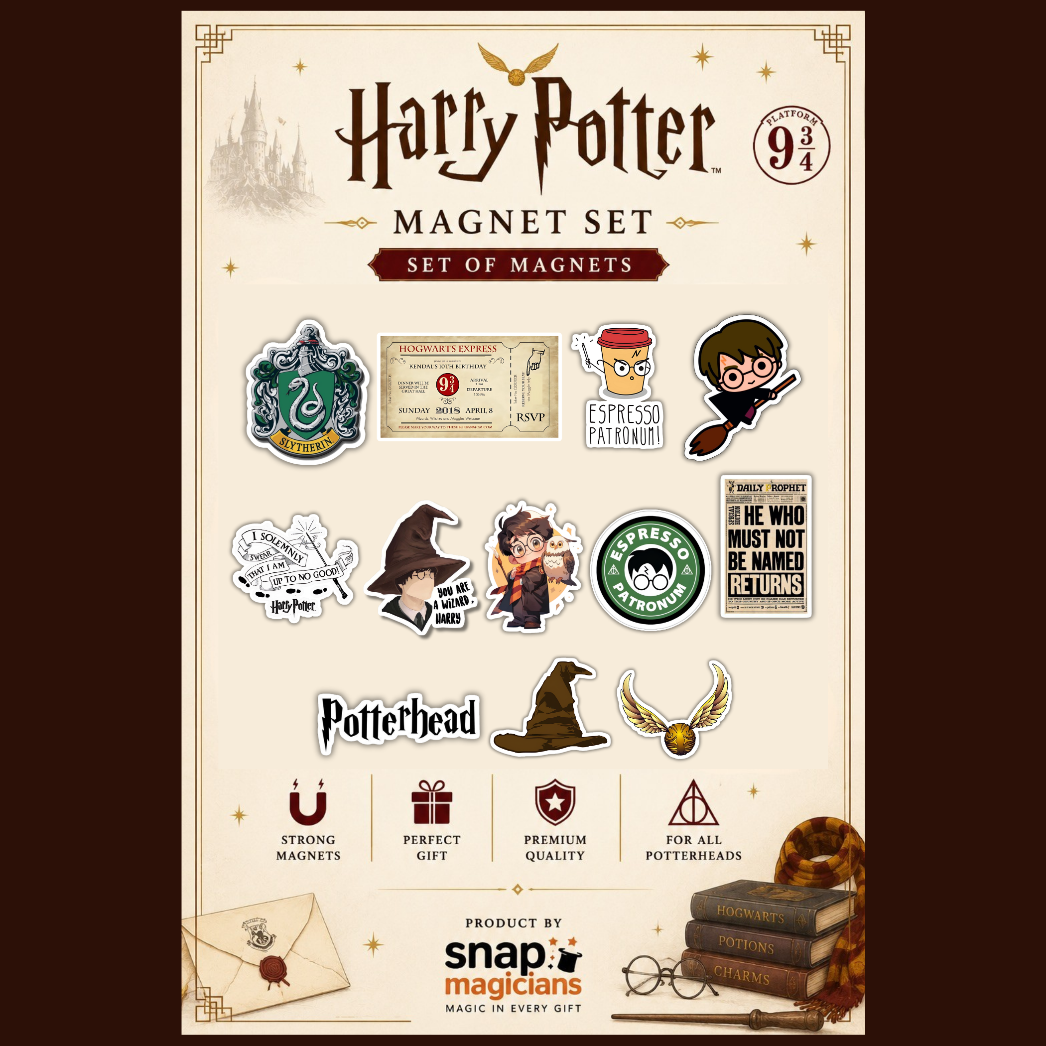 Harry Potter Flexible Magnet Set of 12 | Fantasy Collectible Gift