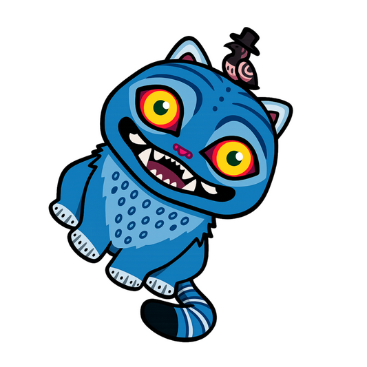 K-Pop Stickers - Blue Cat with Tiny Bird