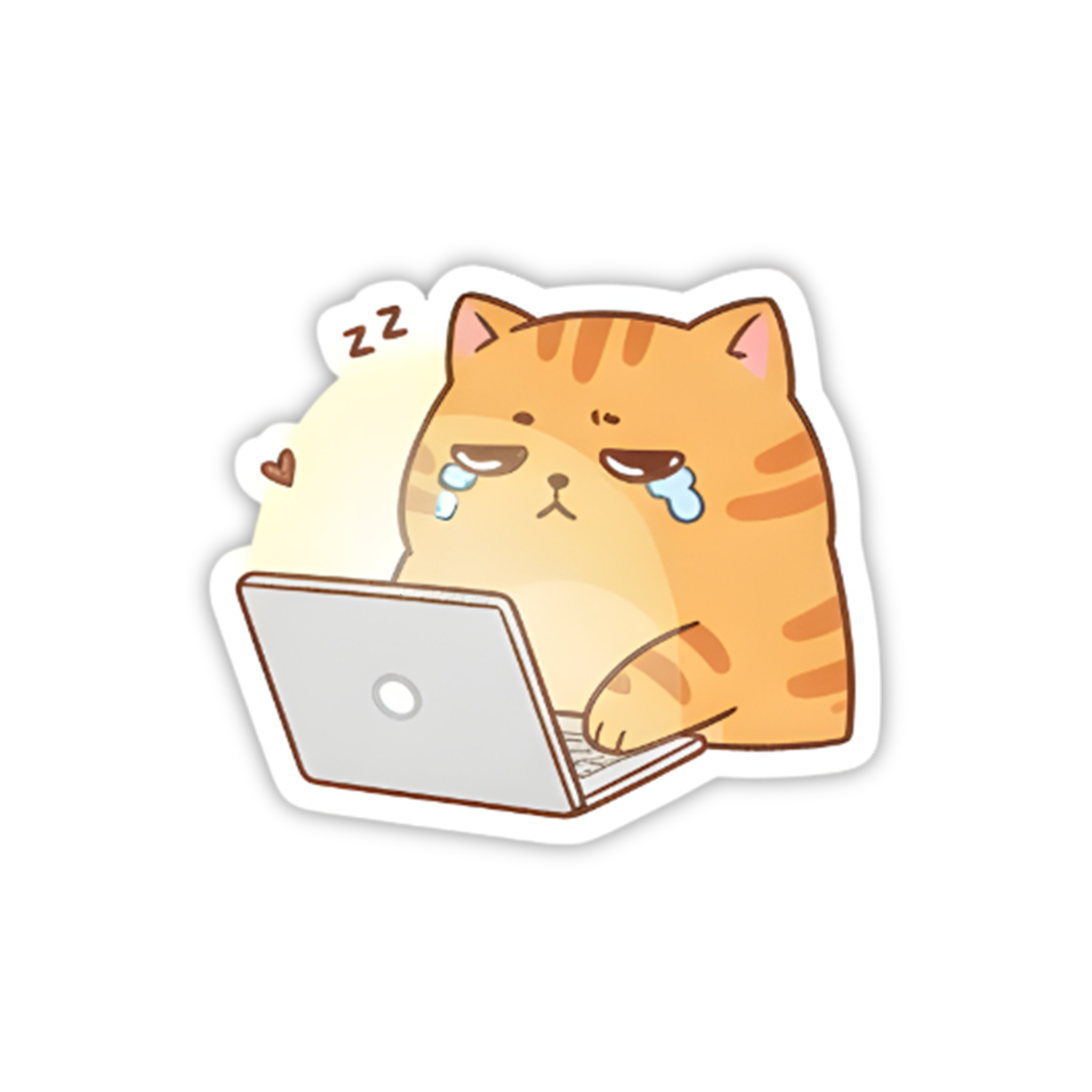 Busy Cat On Laptop Sticker
